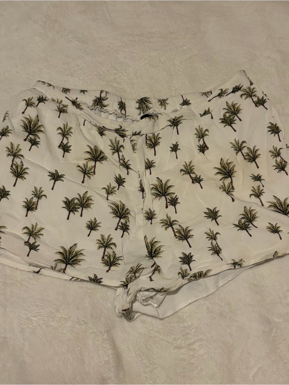 Forever 21 White Shorts with Green Palm Print
